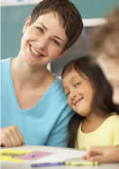 Teacher with Phonics Cards